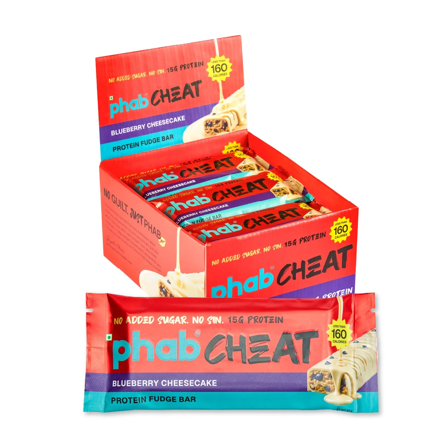 Phab Cheat Protein Bar – Blueberry Cheesecake | High Protein Snack 15g