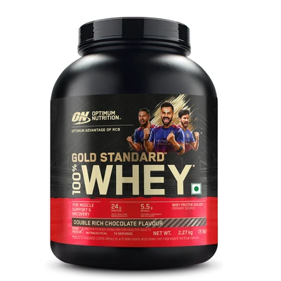 ON Optimum Nutrition Gold Standard 100% Whey Protein, 2.27 kg (5 lb), Double Rich Chocolate